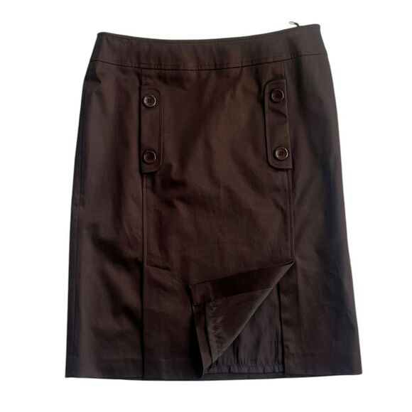 LaFayette 148 Chocolate Brown Knee Length Lined Career Cotton Blend Fall Skirt 4